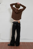 eyelet denim bootcut pants