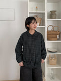 [BAONHAUS] Malbon Check Shirring Collar Blouse