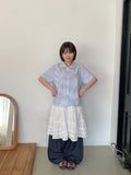 [BAONHAUS] Pohill Stripe Short Sleeve Blouse