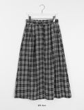 Limoy banding pin tuck check long skirt