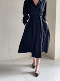 Chestnut Pintuck Collar Shirt Long One Piece (Strap Set)