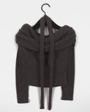 Rucol ribbed shirring off-shoulder knit muffler choker set