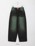 Led color washed denim wide pants
