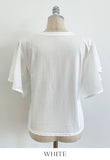 Eshuang Round Neck Chiffon Winged T-Blouse