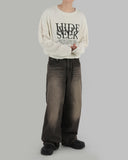 Mud washed wide jeans