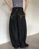 Onni Embroidered Balloon Wide Denim Long Pants