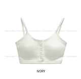 Nor Button Waffle Crop Top (+ With Cup)