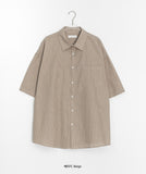 [unisex] Musent Seersucker Stripe Over Short Sleeve Shirt