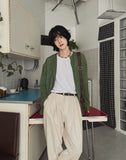 Crunchy linen ribbed round neck cardigan