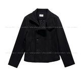 Bitter Unbalanced High Neck Slim Half Coat