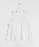 [BAONHAUS] Mesit Shirring Layered Sleeveless Blouse