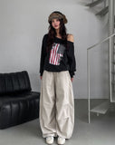 Vintage Flag Off-Shoulder Sweatshirt