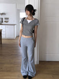 [MADE/Skirt+Pants SET] Forin Bootcut Pants Unbalance Shirring Flare Layered Skirt