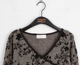 Zlin Paisley Velvet Flower Jacquard Wrap Long-Sleeved T-Shirt