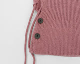 Tenu Two Button Hooded Knit Ribbon Strap Balaclava