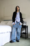 Collar lip knit cardigan