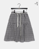 Kiro Check Tiered Banding Midi Skirt