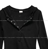 Pinter Grunge Snap Button Slim Hoodie
