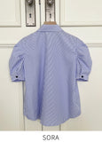 Nine Stripe Puff Short Sleeve Shirt Blouse