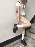 Conce Buckle Back Point Bermuda Cotton Short Pants
