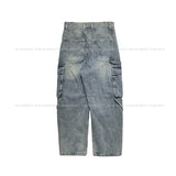 Tin washed strap cargo denim