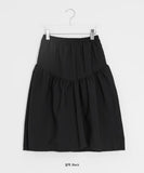 Kira Shirring Cut Nylon Midi Skirt