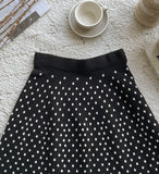 Lua Dot Knit Banding Flare Skirt