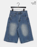 Doppin Incision Adjust Washing Denim Bermuda Pants