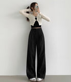 Winter Wool Two Pintuck Inner Clip Wide Slacks
