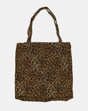 Beaded Leopard Leather Tech Big Cotton Shoulder Bag