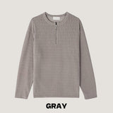 Otsi Ribbed Zipper Henley Neck