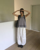 [MADE] Toyu pin tuck frill button lace sleeveless