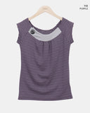 Fuko Striped Button Sleeveless