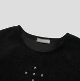 Cross Stud Ribbed Short Sleeve T-shirt