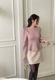 Berin Tweed Puff Peplum Blouse