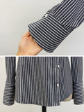 Kanye Stripe Wave Button Blouse