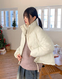 Season zipper pocket puffer collar short padding