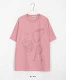 [unisex] Grocky heart printing over short sleeve tee