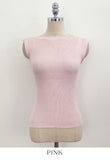 Marine Lip Neck Ribbed Knit Sleeveless