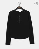 Horse Half Button Ribbed Long Sleeve T-Shirt