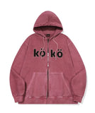 [2-WAY] KOKO Applique Pigment Hooded Zip-Up