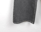 Watone Back Cut Washing Gray Long Wide Denim Pants