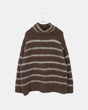 Boyu Stripe Zip-Up Mohair Knit Cardigan