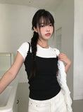 Cons Ribbon Lace Square Neck Strap Sleeveless