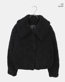 Neyu collar wool fluffy quilted fur half jacket