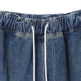 Poten Big Pocket Oil Washing Cargo Denim Pants
