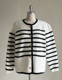 Derons Color Matching Stripe Knit Cardigan Jacket