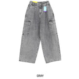 [UL DENIM] 4 Colors Pintuck Wide Cargo Denim Pants