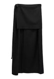 Wrap Belt Layered Long Skirt