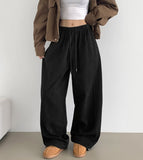 Two-Way Hem Snap Banding Diagonal Cut Wide Fit Cotton Pants